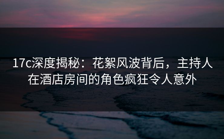 17c深度揭秘：花絮风波背后，主持人在酒店房间的角色疯狂令人意外
