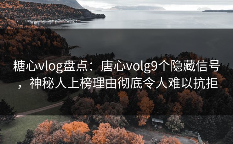糖心vlog盘点：唐心volg9个隐藏信号，神秘人上榜理由彻底令人难以抗拒