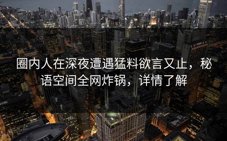 圈内人在深夜遭遇猛料欲言又止，秘语空间全网炸锅，详情了解