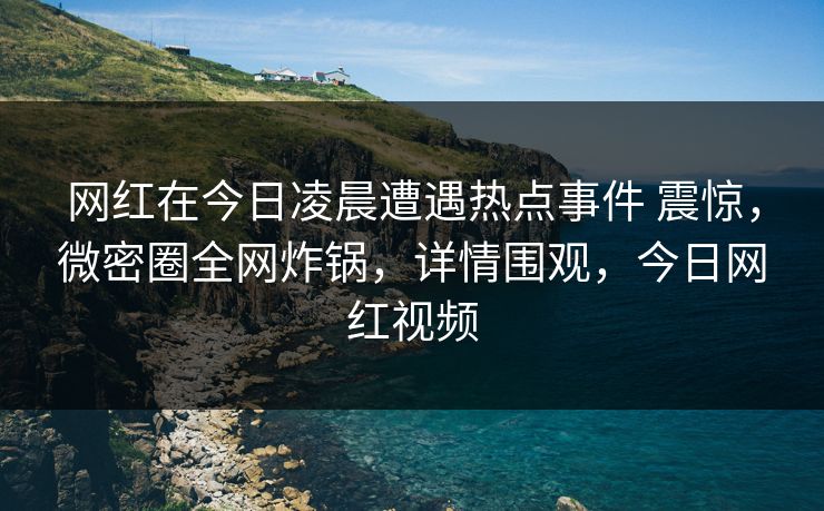 网红在今日凌晨遭遇热点事件 震惊，微密圈全网炸锅，详情围观，今日网红视频