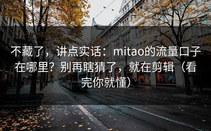 不藏了,讲点实话:mitao的流量口子在哪里?别再瞎猜了,就在剪辑(看完你就懂)
